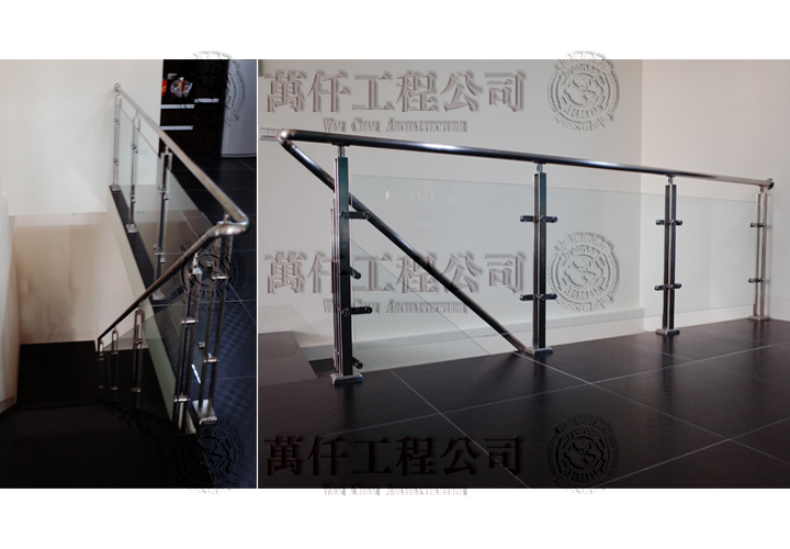樓梯加裝強化玻璃扶手以及欄杆。(完工後)